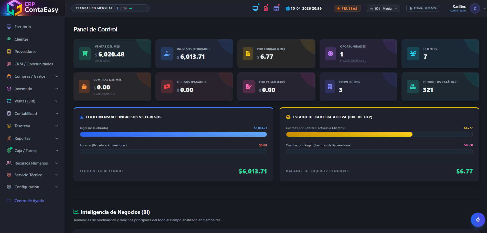 Dashboard ERP